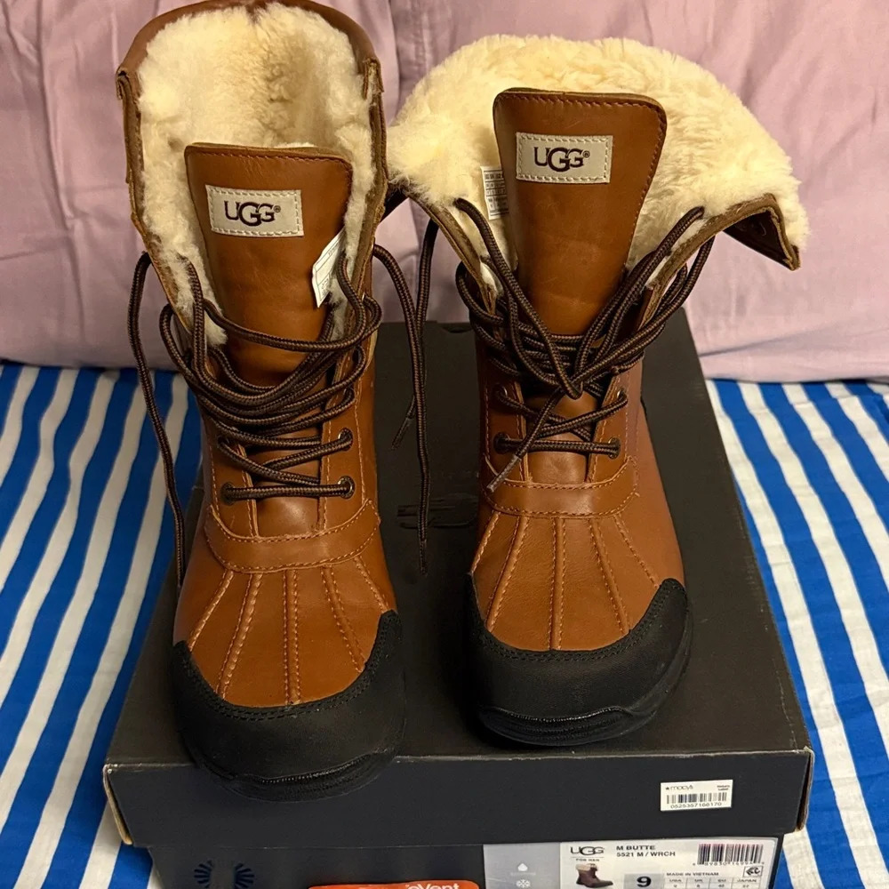 UGG Chestnut and Black Shearling Boots